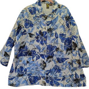 Sportelle Womens Light Wait Jacket Multi-Color Size 2X Cotton Blend Button Up
